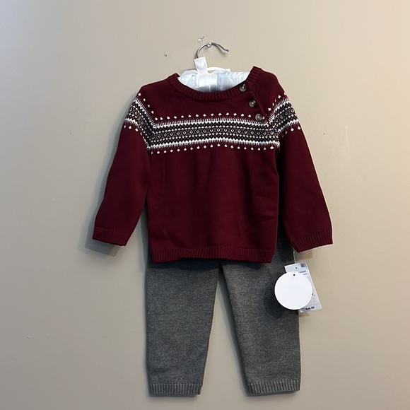 Edgehill Collection Baby Boys Fair Isle Long Sleeve Sweater & Pants Set - Picture 2 of 11